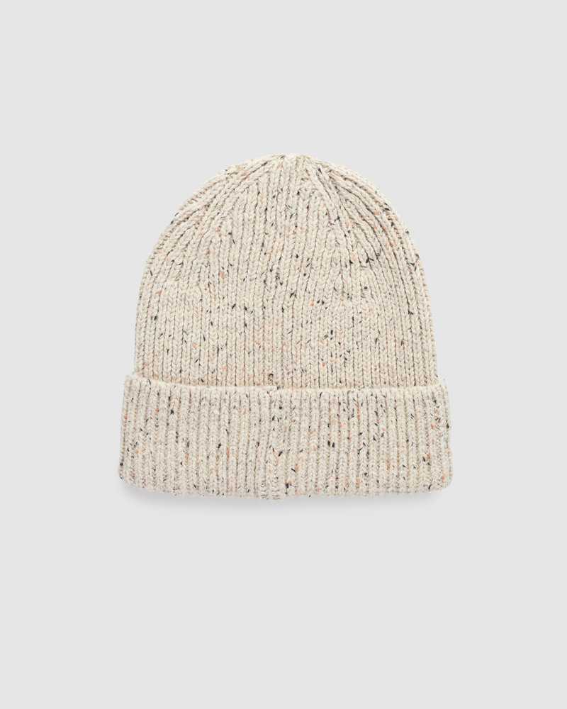 Oatmeal-Fleck-Yarn-Single-Folded-Ribbed-Beanie