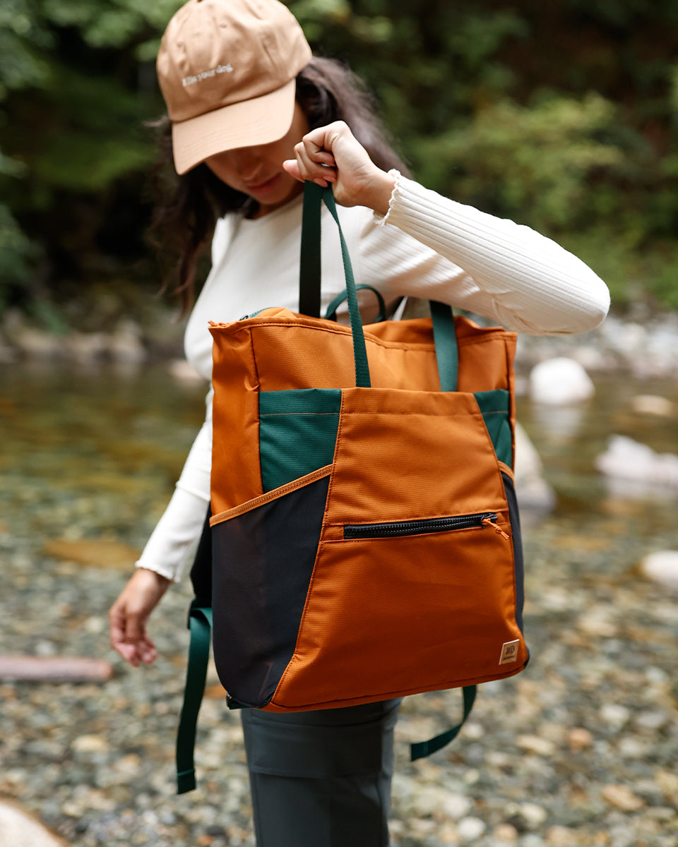 優里 1994 Orange Tote Bag Neon Orange Totebag | Rubber with Vegan Leather Handles
