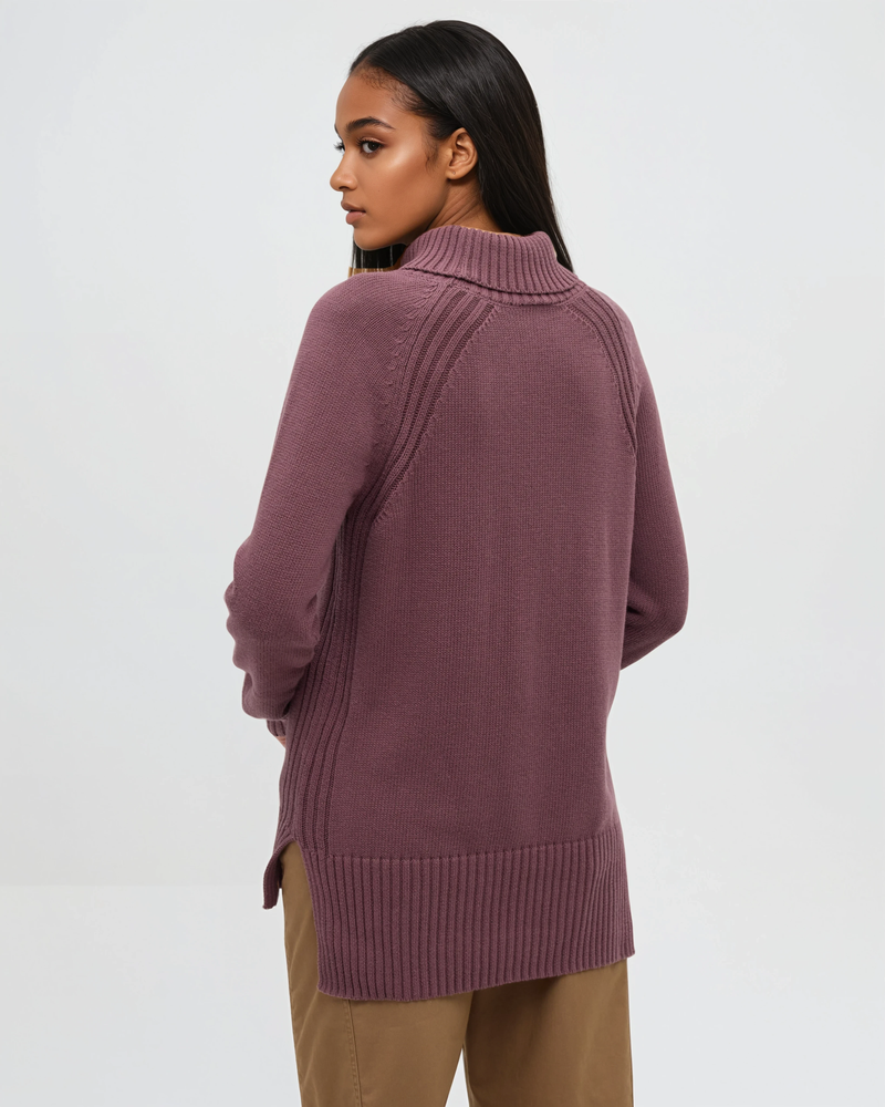 Purple-Relax-Organic-Cotton-Woven-Sweater