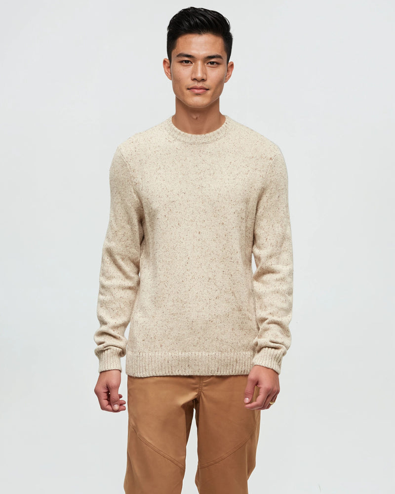 Oatmeal-Organic-Cotton-Knit-Sweater *Model is 6'2", wearing size M