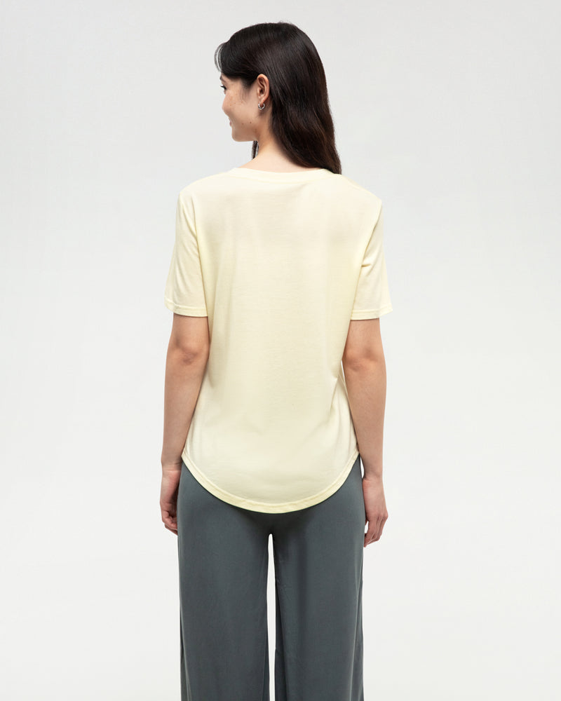 Yellow-V-Neck-Short-Sleeve-T-Shirt