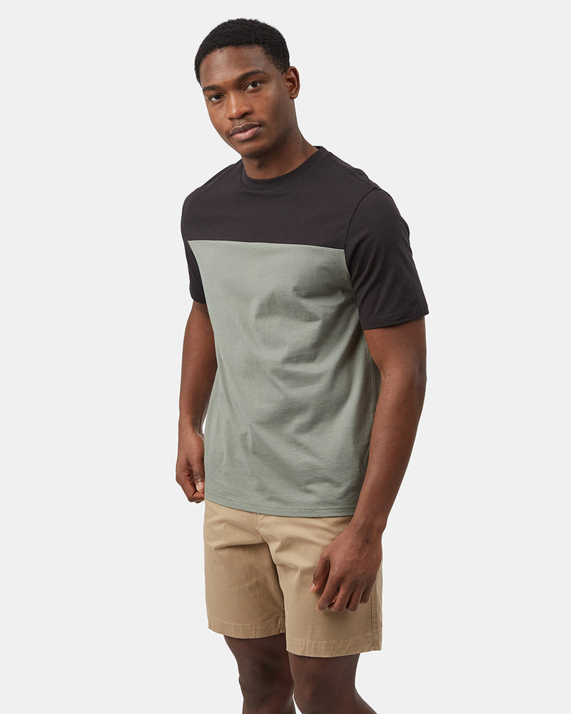 Black,Green Men's Oversized Block Colour T-Shirt