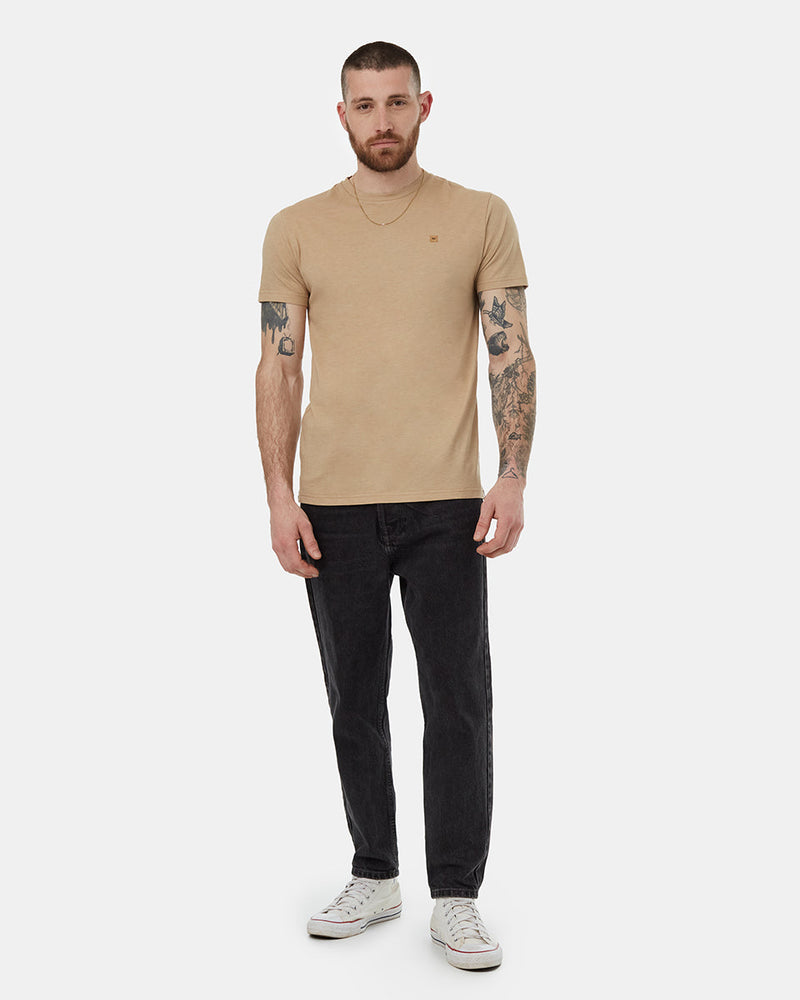 Brown-Recycled-Polyester-Crew-Neck-Tee