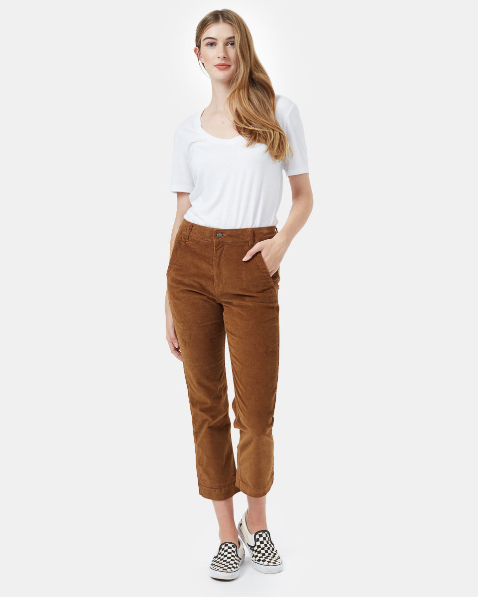 Womens Corduroy Cropped Straight Leg Pant | Organic Cotton