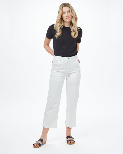 Womens Twill Cropped Wide Leg Pant