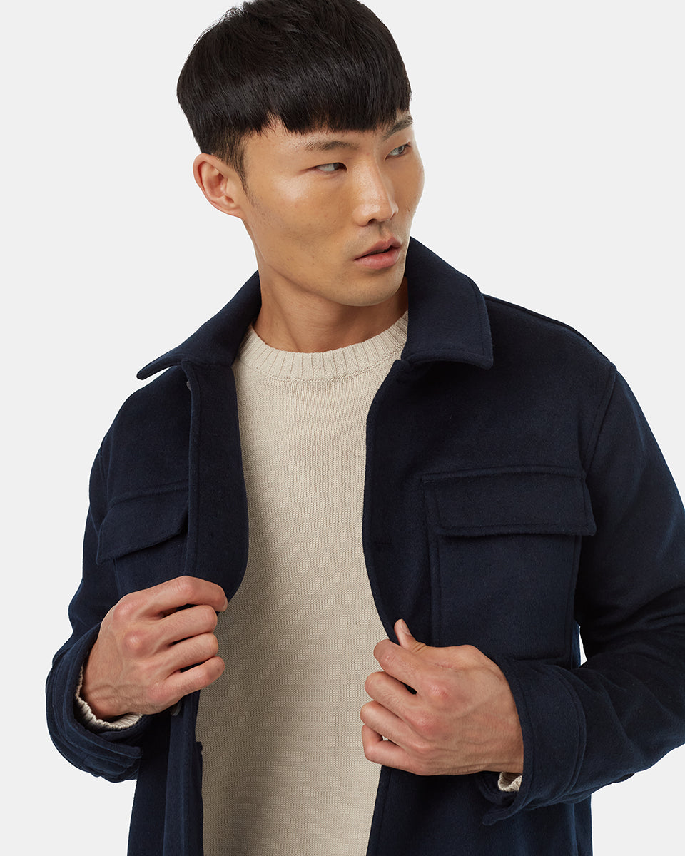 Mens Wool Button Down Jacket | 80% Recycled Wool