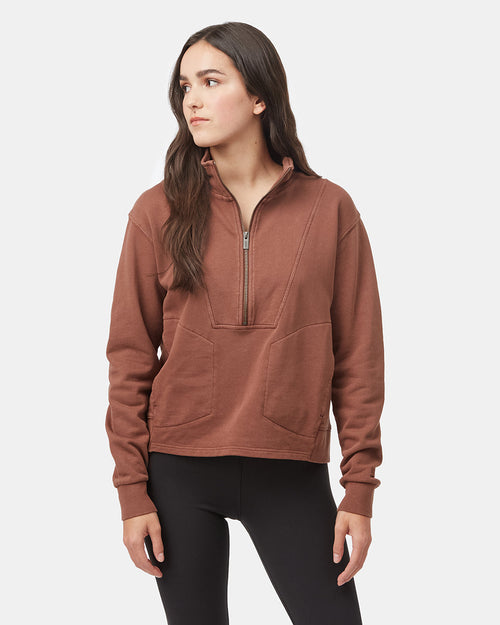 Cropped French Terry Half-Zip Sweatshirt