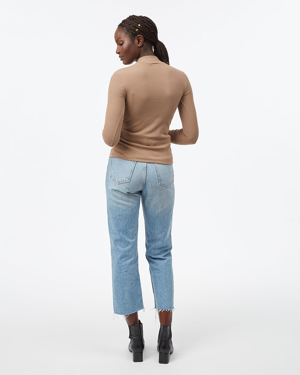 Womens Rib Mock Neck Longsleeve | Organic Cotton