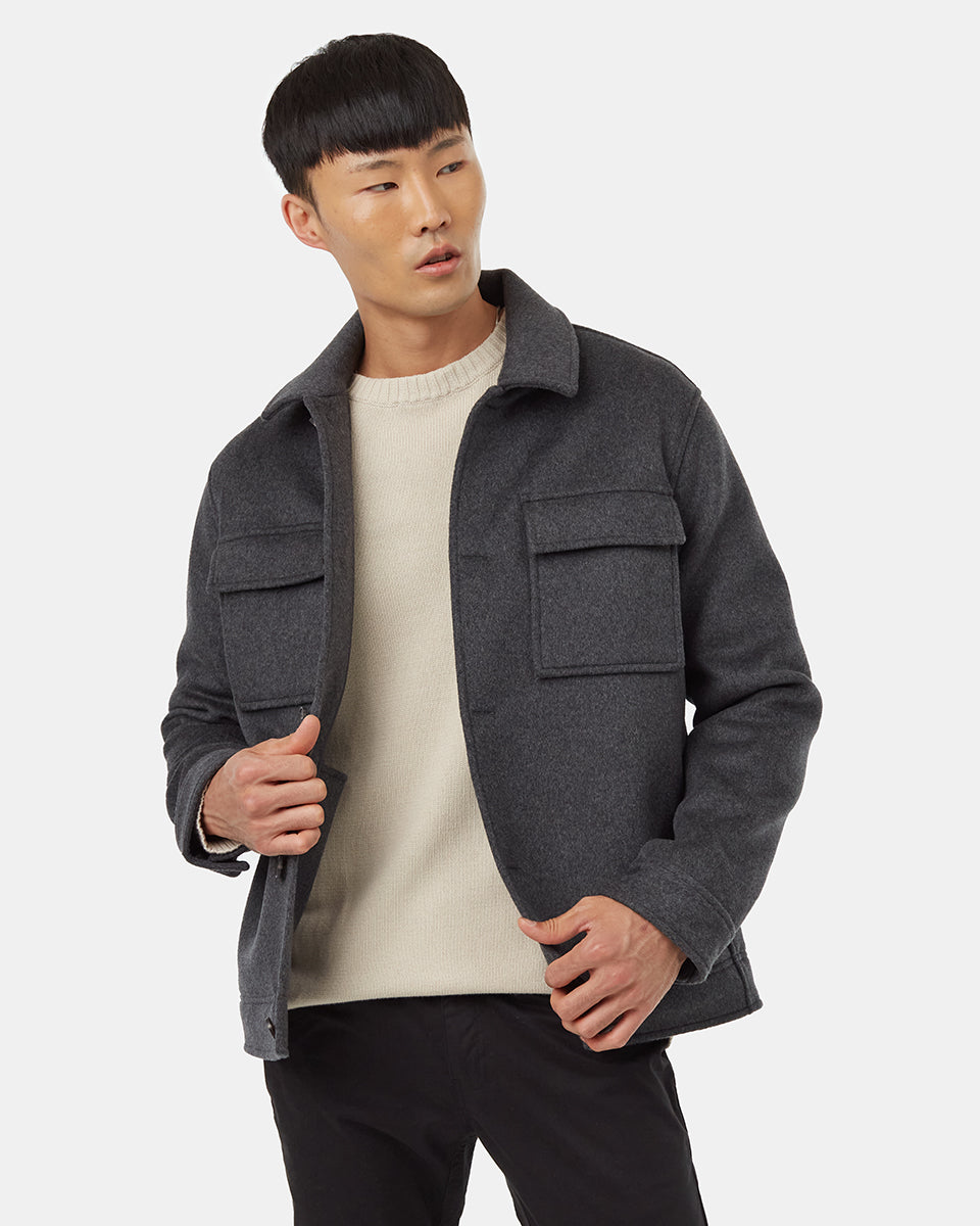 Mens Wool Button Down Jacket | 80% Recycled Wool